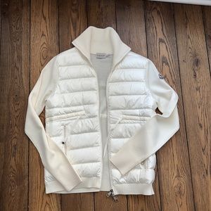 moncler puffer cardigan zip up light jacket white/ivory size xs extra small